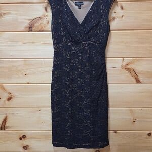 Connected Apparel Elegant Black Lace Midi Dress